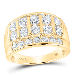14kt Yellow Gold Mens Round Diamond Wedding Channel-Set Band Ring 3.00 Cttw