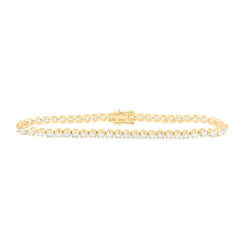 14kt Yellow Gold Womens Round Diamond Classic Tennis Bracelet 3.00 Cttw