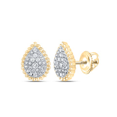 10K Yellow Gold Womens Round Natural Diamond Fashion Teardrop Earrings 1.00 CTW 0.97 Gram