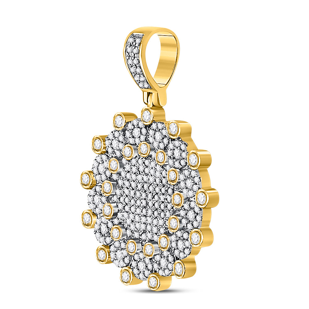 10kt Yellow Gold Mens Round Diamond Circle Charm Pendant 1.00 Cttw