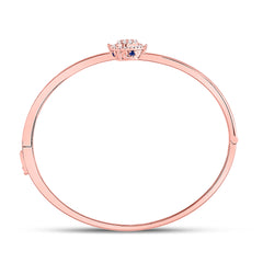 14kt Rose Gold Womens Round Diamond Bypass Cluster Pear Bracelet 1/2 Cttw