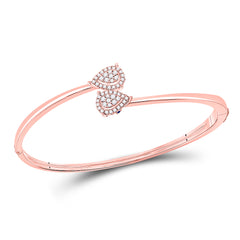14kt Rose Gold Womens Round Diamond Bypass Cluster Pear Bracelet 1/2 Cttw