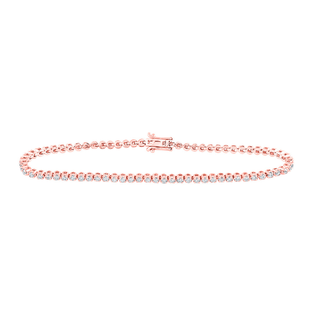 10K Rose Gold 1 1/5 CTW-Natural Diamond Tennis Bracelet(7Inch ) 6.47 Gram