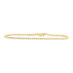 10kt Yellow Gold Womens Round Diamond Classic Tennis Bracelet 1.00 Cttw