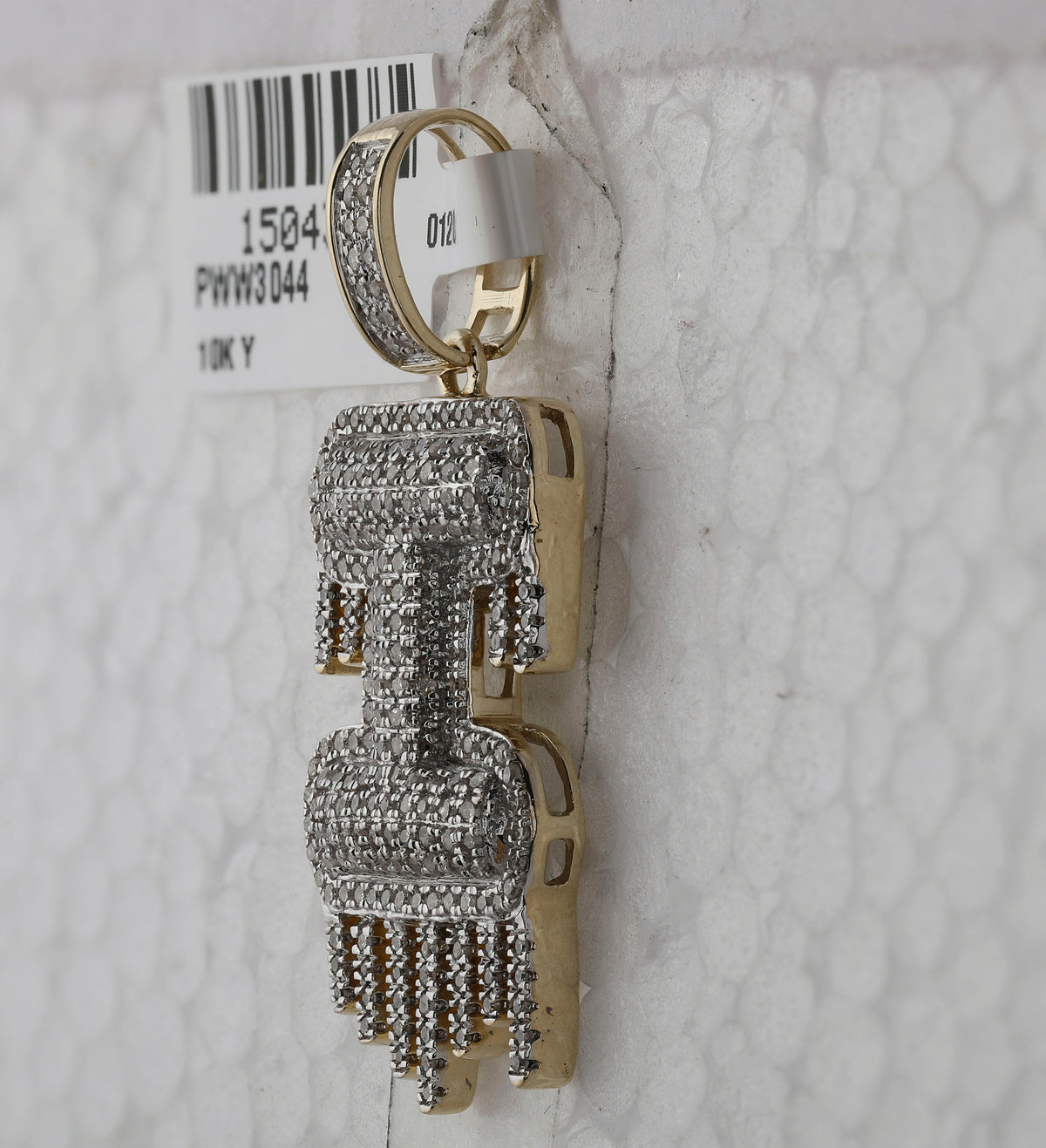 10kt Yellow Gold Mens Round Diamond ""I"" Letter Charm Pendant 3/4 Cttw