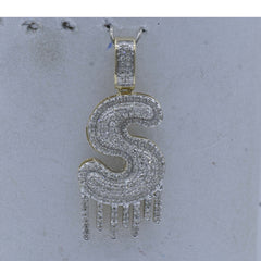 10kt Yellow Gold Mens Round Diamond ""S"" Letter Charm Pendant 5/8 Cttw