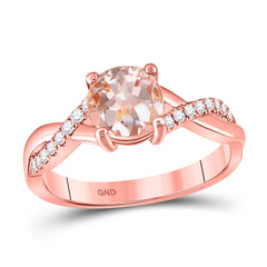 10kt Rose Gold Womens Round Morganite Solitaire Ring 1-1/3 Cttw