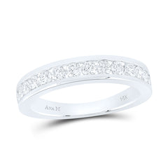 14K White Gold Womens Round Natural Diamond Wedding Single Row Band 3/4 CTW 4.01 Gram