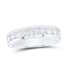 14kt White Gold Womens Round Diamond Wedding Single Row Band 1-3/4 Cttw