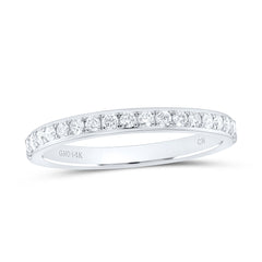 14kt White Gold Womens Round Diamond Wedding Single Row Band 1/4 Cttw