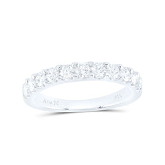 14kt White Gold Womens Round Diamond Wedding Single Row Band 3/4 Cttw