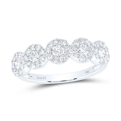 14kt White Gold Womens Round Diamond Band Ring 1.00 Cttw