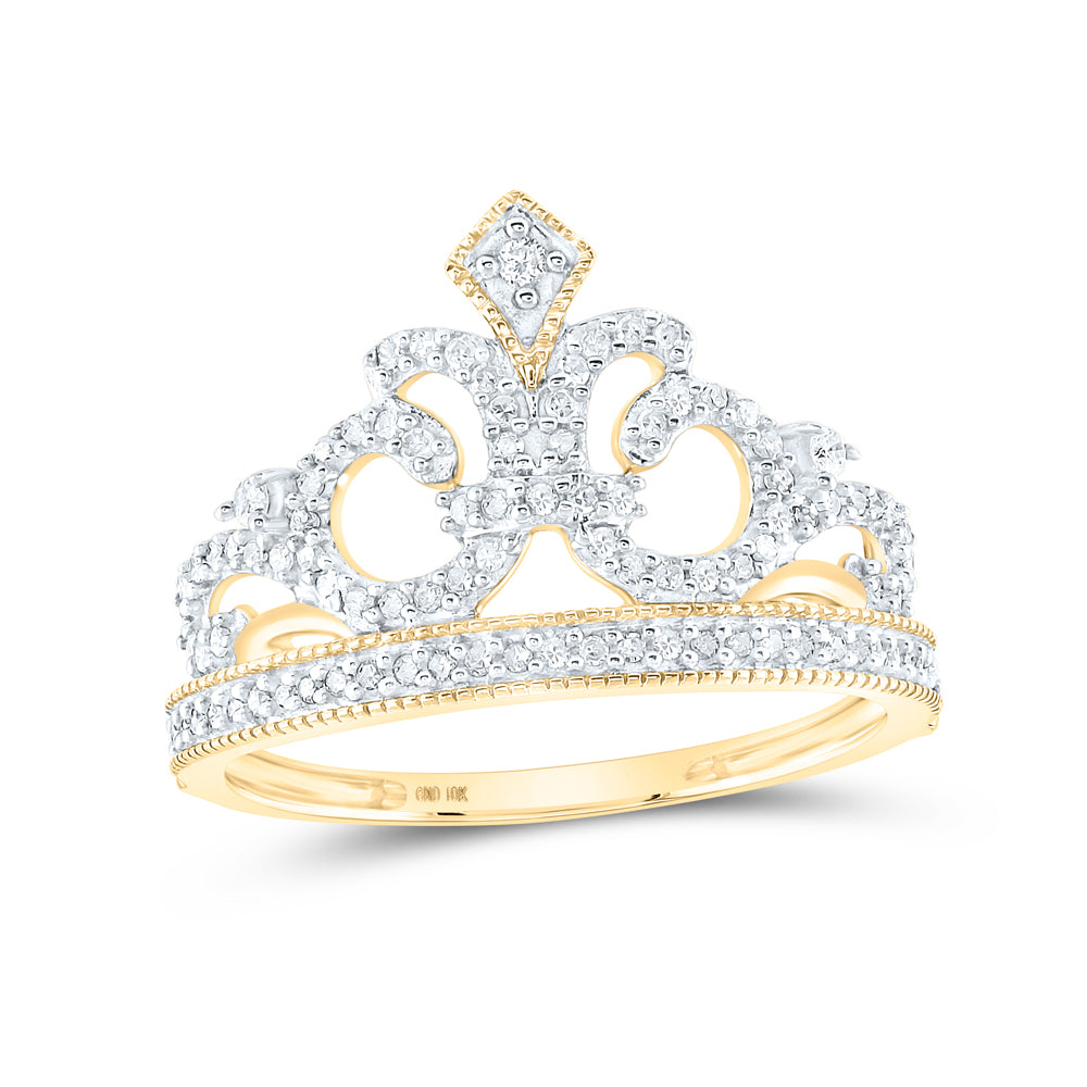10K Yellow Gold 1/5 CTW-Natural Diamond Fashion Ring 1.94 Gram