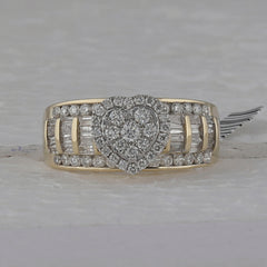 10K Yellow Gold 1 CTW-Natural Diamond Cindy Heart Ring 4.7 Gram
