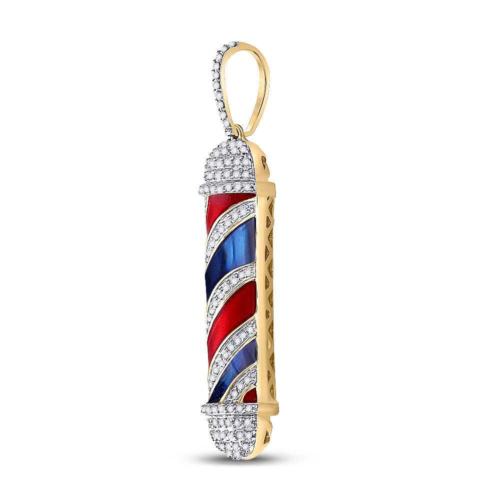 3/8CTW-DIA P1P2 BARBER POLE MENS CHARM