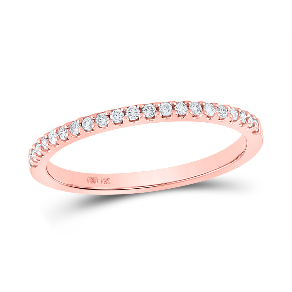 14K Rose Gold Womens Round Natural Diamond Wedding Single Row Band 1/6 CTW 1.76 Gram