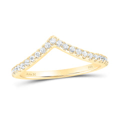 10K Yellow Gold Womens Round Natural Diamond Chevron Stackable Band Ring 1/5 CTW 1.55 Gram