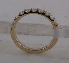 14kt Yellow Gold Womens Round Diamond Wedding Single Row Band 3/4 Cttw
