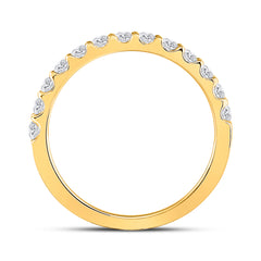 14kt Yellow Gold Womens Round Diamond Wedding Single Row Band 1/2 Cttw