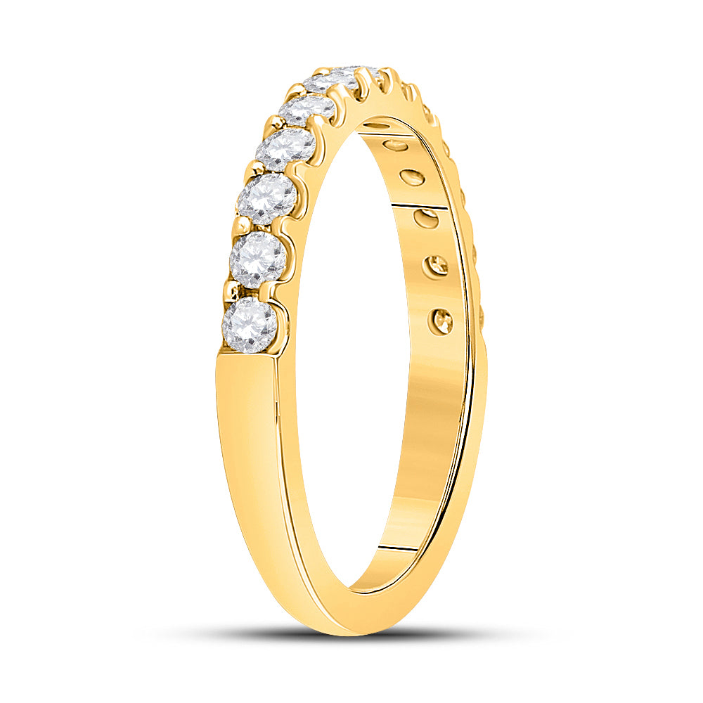 14kt Yellow Gold Womens Round Diamond Wedding Single Row Band 1/2 Cttw
