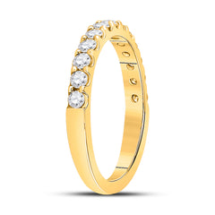 14kt Yellow Gold Womens Round Diamond Wedding Single Row Band 1/2 Cttw