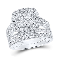 14kt White Gold Womens Round Diamond Bridal Wedding Engagement Ring Band Set 2.00 Cttw
