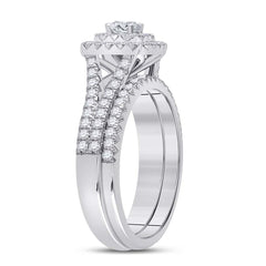 10kt White Gold Womens Round Diamond Bridal Wedding Engagement Ring Band Set 1.00 Cttw (Certified)