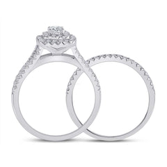 10kt White Gold Womens Round Diamond Bridal Wedding Engagement Ring Band Set 1.00 Cttw (Certified)
