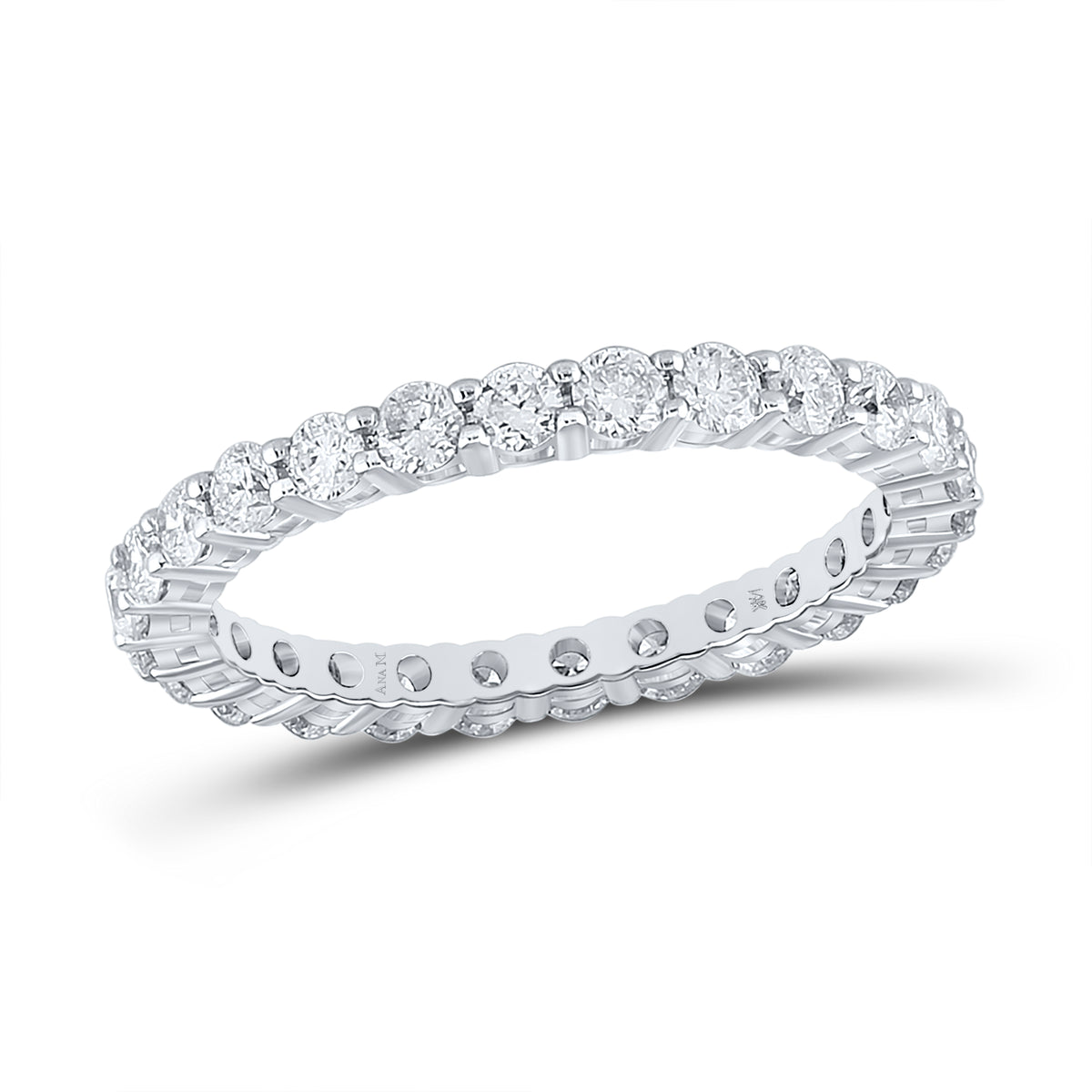 14K White Gold Womens Round Natural Diamond Classic Eternity Ring 1-1/2 CTW 2.02 Gram