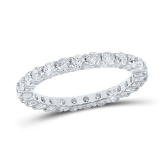 14K White Gold Womens Round Natural Diamond Classic Eternity Ring 1-1/2 CTW 2.02 Gram