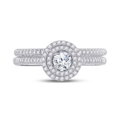 10kt White Gold Womens Round Diamond Bridal Wedding Engagement Ring Band Set 1/2 Cttw (Certified)
