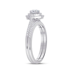 10kt White Gold Womens Round Diamond Bridal Wedding Engagement Ring Band Set 1/2 Cttw (Certified)