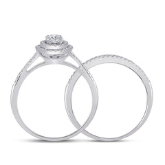 10kt White Gold Womens Round Diamond Bridal Wedding Engagement Ring Band Set 1/2 Cttw (Certified)
