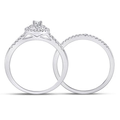 10kt White Gold Womens Round Diamond Bridal Wedding Engagement Ring Band Set 1/2 Cttw