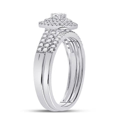 10kt White Gold Womens Round Diamond Bridal Wedding Engagement Ring Band Set 1/2 Cttw