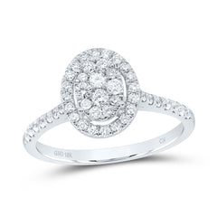 10kt White Gold Womens Round Diamond Oval Bridal Wedding Engagement Ring 1/2 Cttw