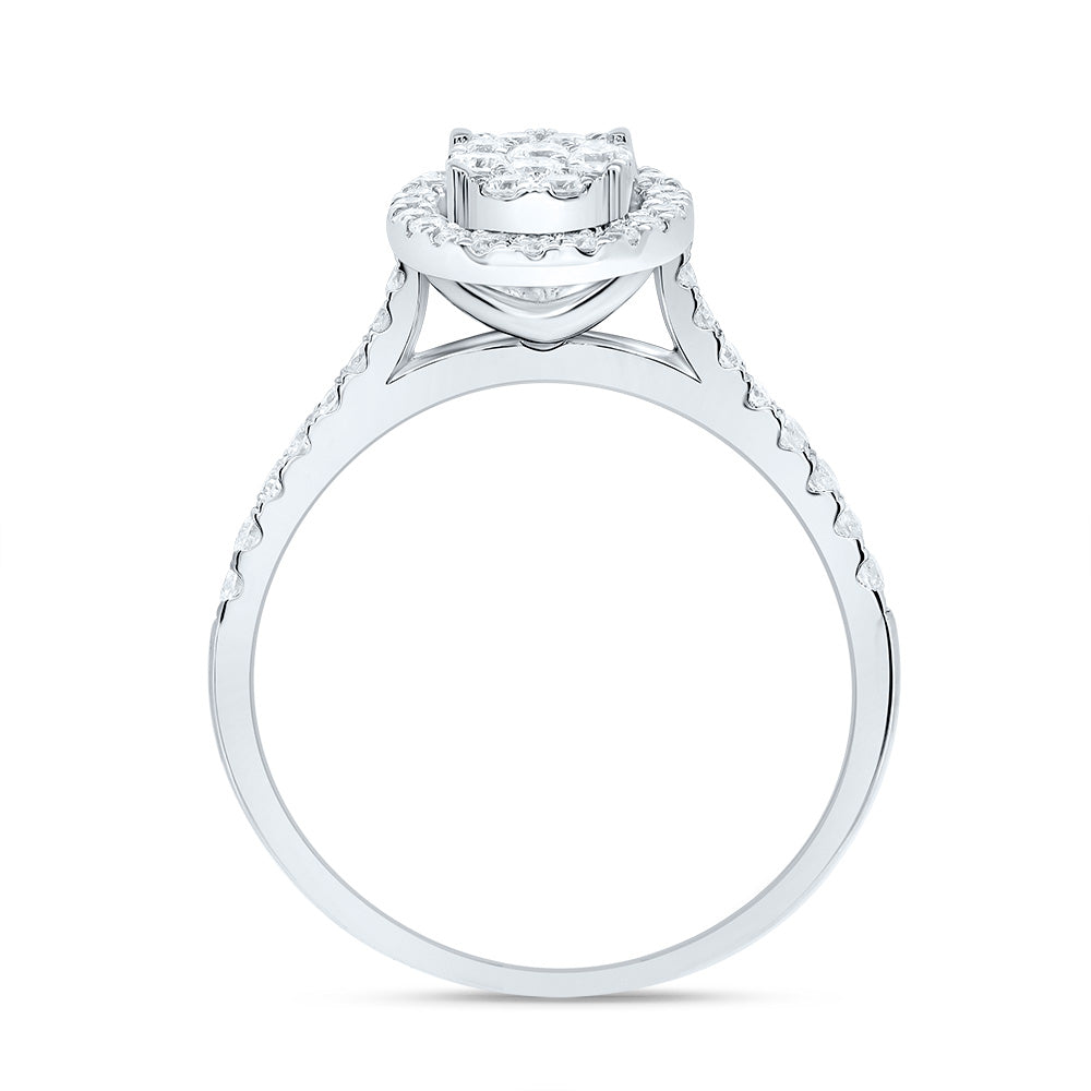 10kt White Gold Womens Round Diamond Oval Bridal Wedding Engagement Ring 1/2 Cttw