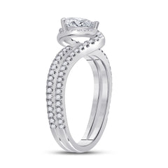 14kt White Gold Womens Pear Diamond Halo Bridal Wedding Engagement Ring 1.00 Cttw (Certified)