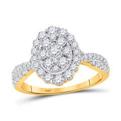 10K Yellow Gold Womens Round Natural Diamond Oval Bridal Wedding Engagement Ring 1.00 CTW 3.7 Gram