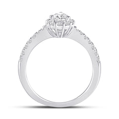 14kt White Gold Womens Pear Diamond Halo Bridal Wedding Engagement Ring 1.00 Cttw (Certified)