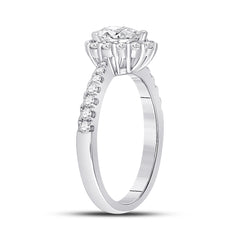 14kt White Gold Womens Pear Diamond Halo Bridal Wedding Engagement Ring 1.00 Cttw (Certified)