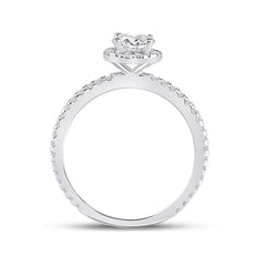 14kt White Gold Womens Round Diamond Halo Bridal Wedding Engagement Ring 1.00 Cttw (Certified)