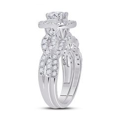 14kt White Gold Womens Round Diamond Bridal Wedding Engagement Ring Band Set 1-1/2 Cttw (Certified)