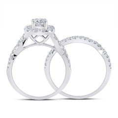 14kt White Gold Womens Round Diamond Bridal Wedding Engagement Ring Band Set 1-1/2 Cttw (Certified)