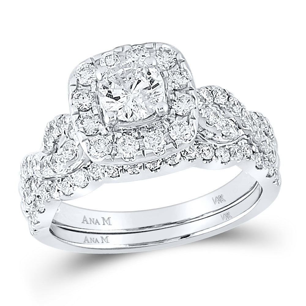14kt White Gold Womens Round Diamond Bridal Wedding Engagement Ring Band Set 1-1/2 Cttw (Certified)