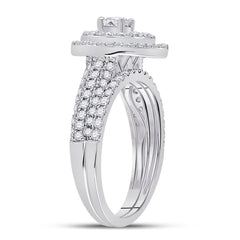 14kt White Gold Womens Round Diamond Bridal Wedding Engagement Ring Band Set 1.00 Cttw (Certified)