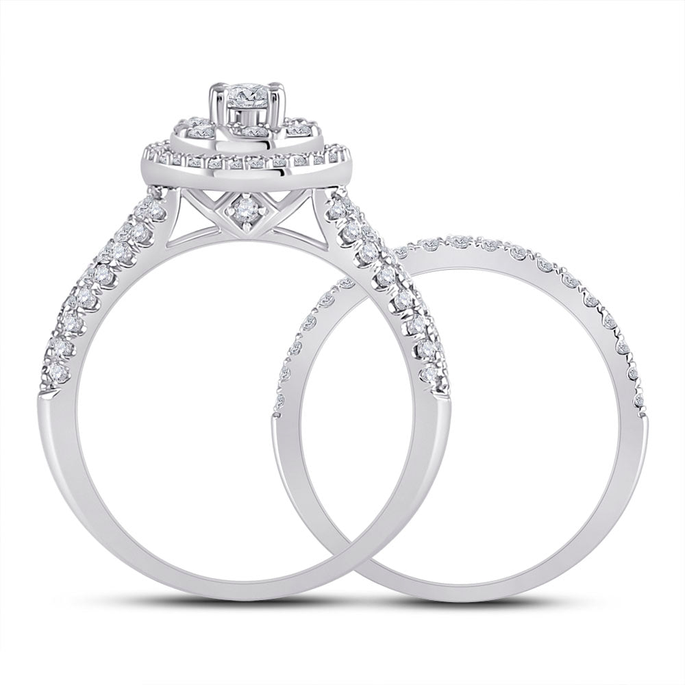 14kt White Gold Womens Round Diamond Bridal Wedding Engagement Ring Band Set 1.00 Cttw (Certified)