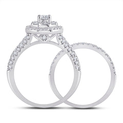 14kt White Gold Womens Round Diamond Bridal Wedding Engagement Ring Band Set 1.00 Cttw (Certified)