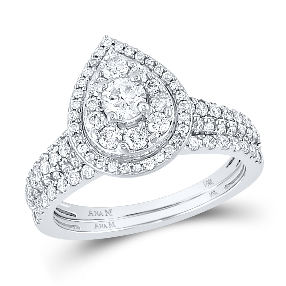 14kt White Gold Womens Round Diamond Bridal Wedding Engagement Ring Band Set 1.00 Cttw (Certified)