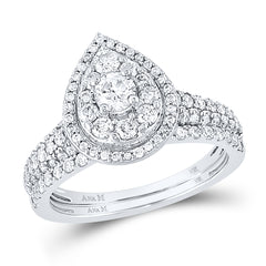 14kt White Gold Womens Round Diamond Bridal Wedding Engagement Ring Band Set 1.00 Cttw (Certified)